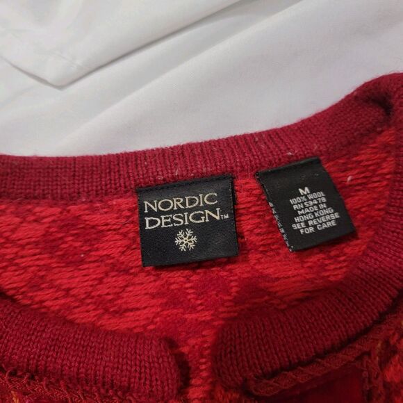 Nordic Design Womens Cardigan Size Medium Fair Isle Wool Regency Cozy Winter - Picture 8 of 9